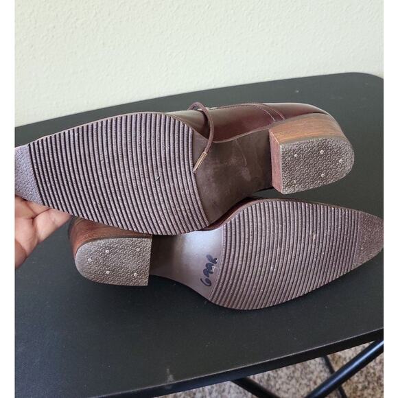 Vintage Coco Line Collection Women's 6 Pointed Toe Red Brown Leather Mule Witchy - Picture 7 of 8